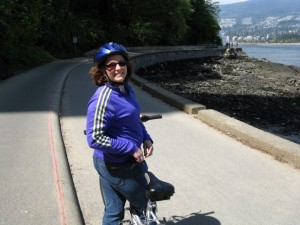 Biking on the Stanley Park seawall in Vancouver, Canada at DocTrain West in 2008.